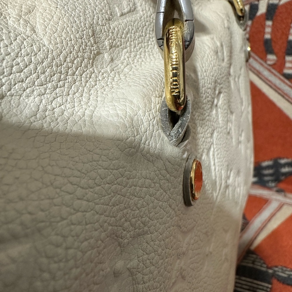 Louis Vuitton Cream Embossed Monogram Tote with Gold Hardware - Picture 6 of 16